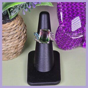 Rainbow CZ Ring With‎ Multi-Color Accents Size 6.25 (NWOT)